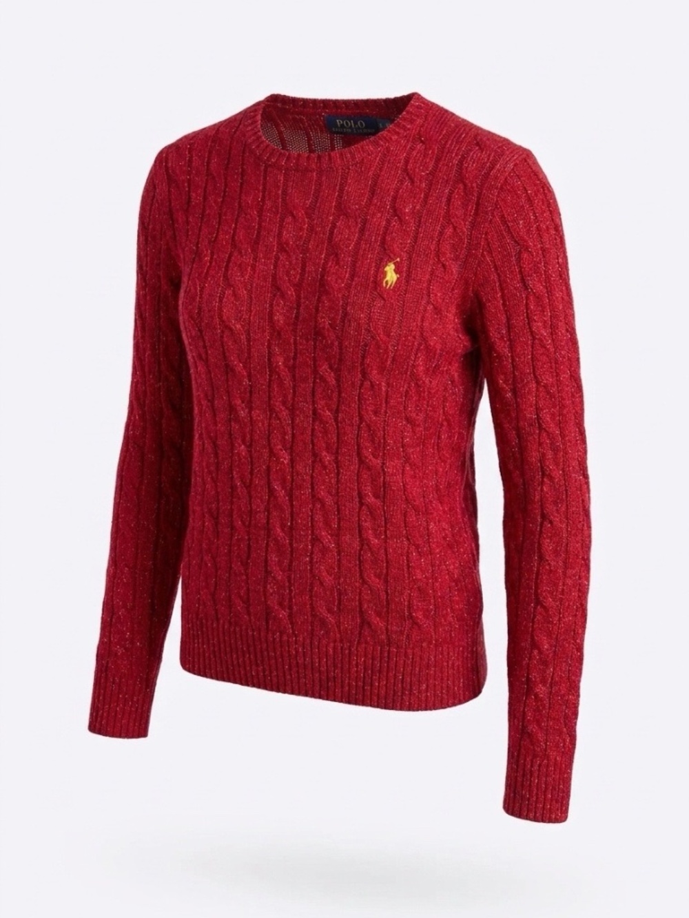 Polo Ralph Lauren cable-knit crew-neck wool blend metallic sweater - size M 🌟